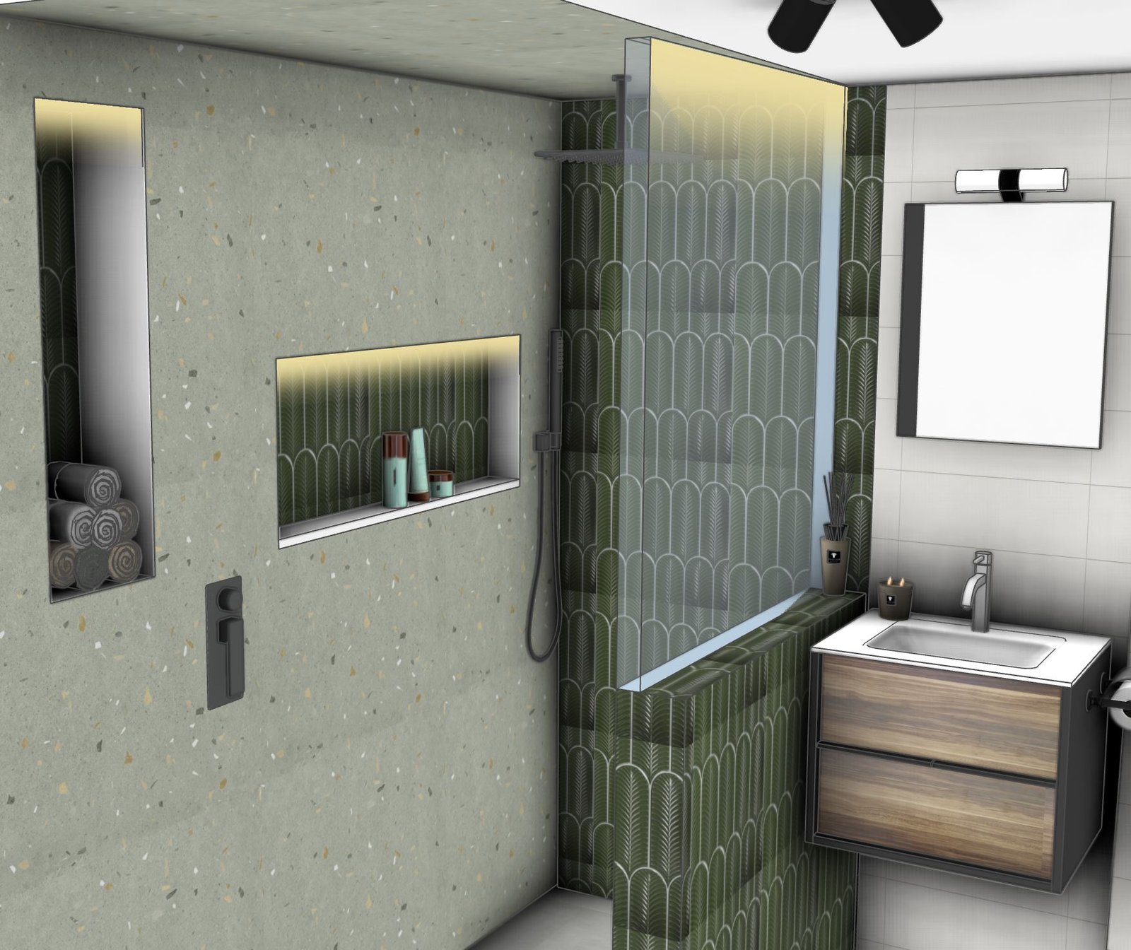 Badkamer ontwerp appartement – luxe tegels en creatieve indeling